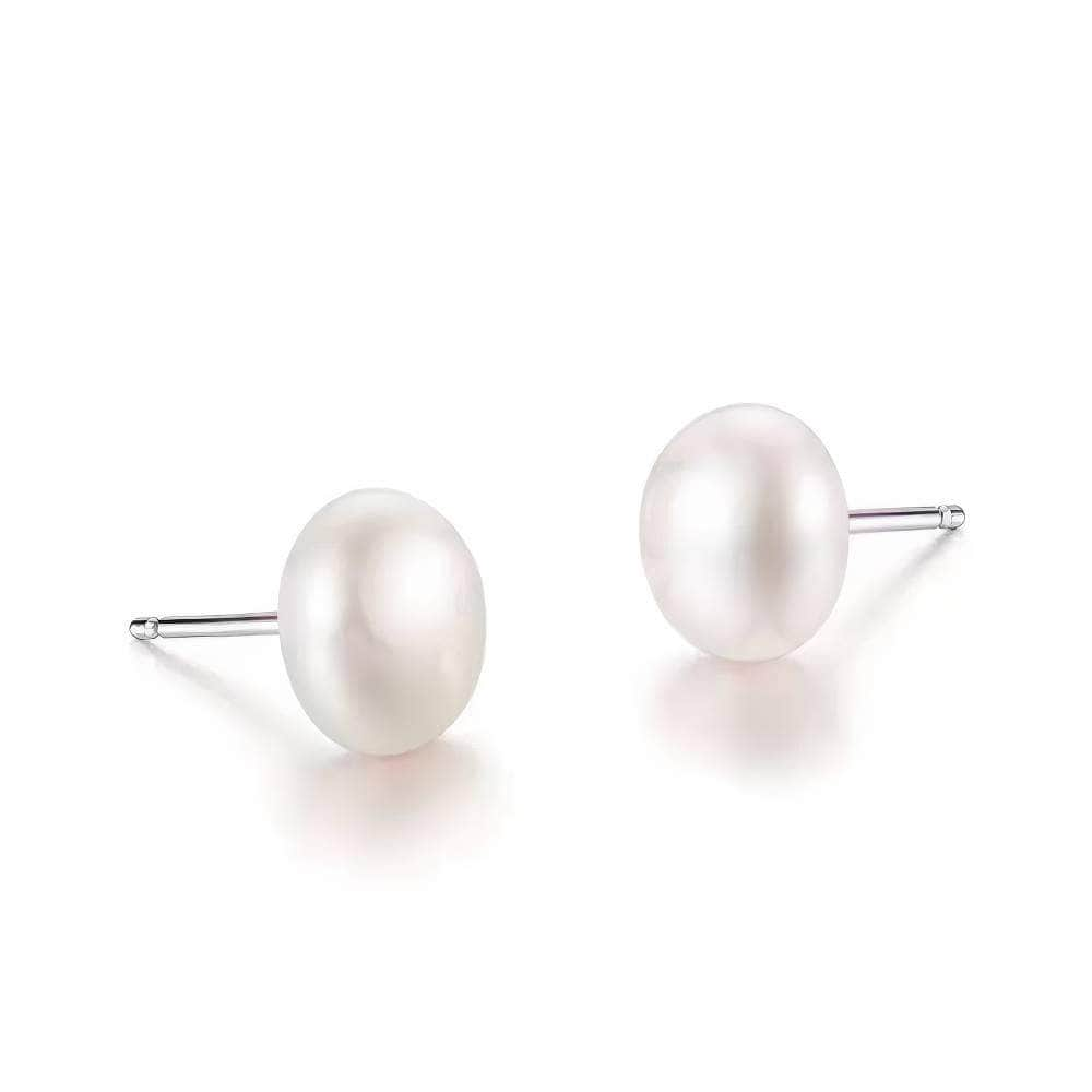 Freshwater Pearl Minimalist Stud Earrings White / Clip On