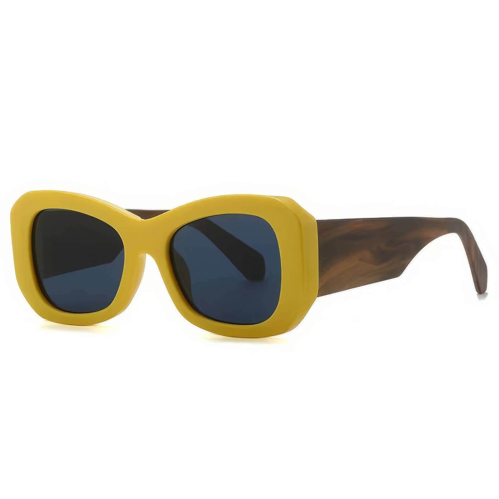 Funky Trending Square Sunglasses Gold/Gray / Resin