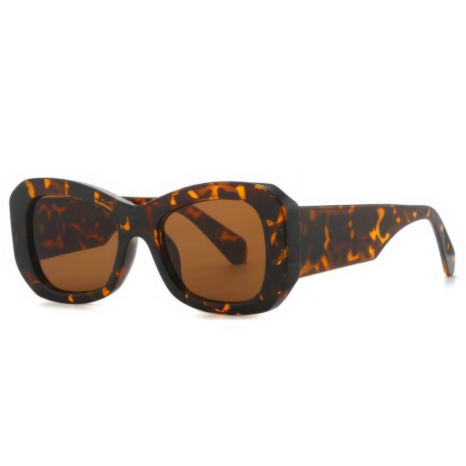 Funky Trending Square Sunglasses Leopard Tan / Resin