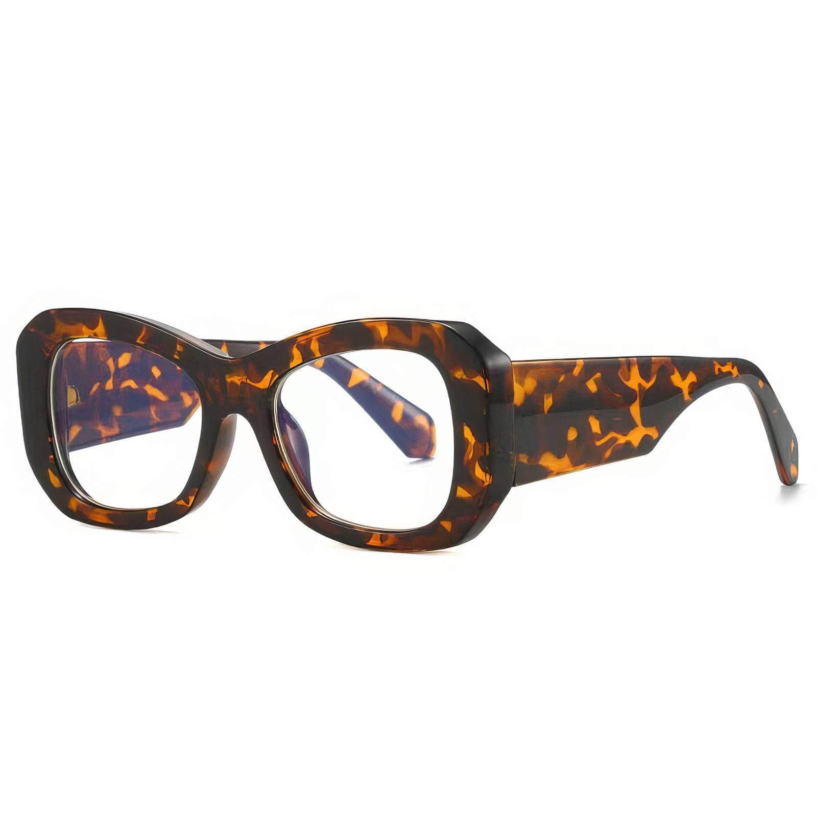 Funky Trending Square Sunglasses Leopard/White / Resin