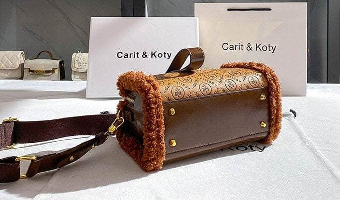 Fur-Trimmed Signature Embossed Bag