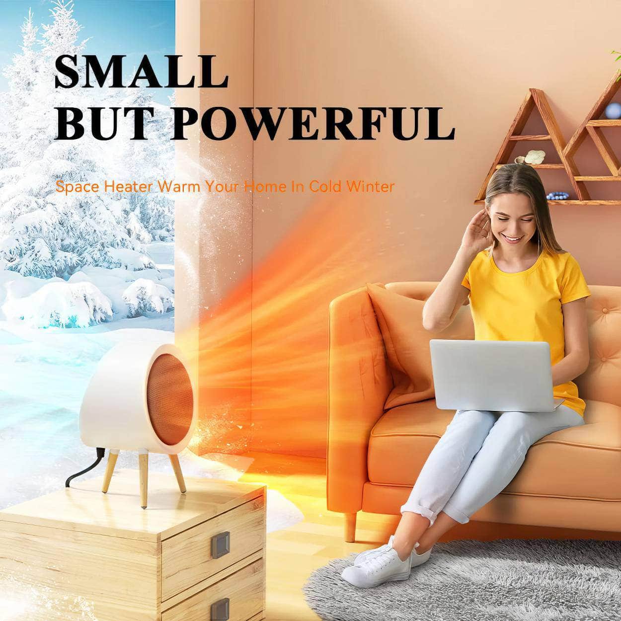 GAIATOP Home Heater - Electric Fan, Energy-Saving, Bedroom and Office Space Heating, Portable