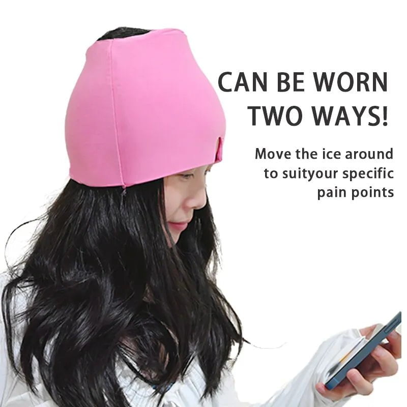 Gel Cold Hot Headache Ice Cap for Migraine Relief and Relaxation - Heat Treatment Head Wrap, Face Mask, Massage Sleep Tool