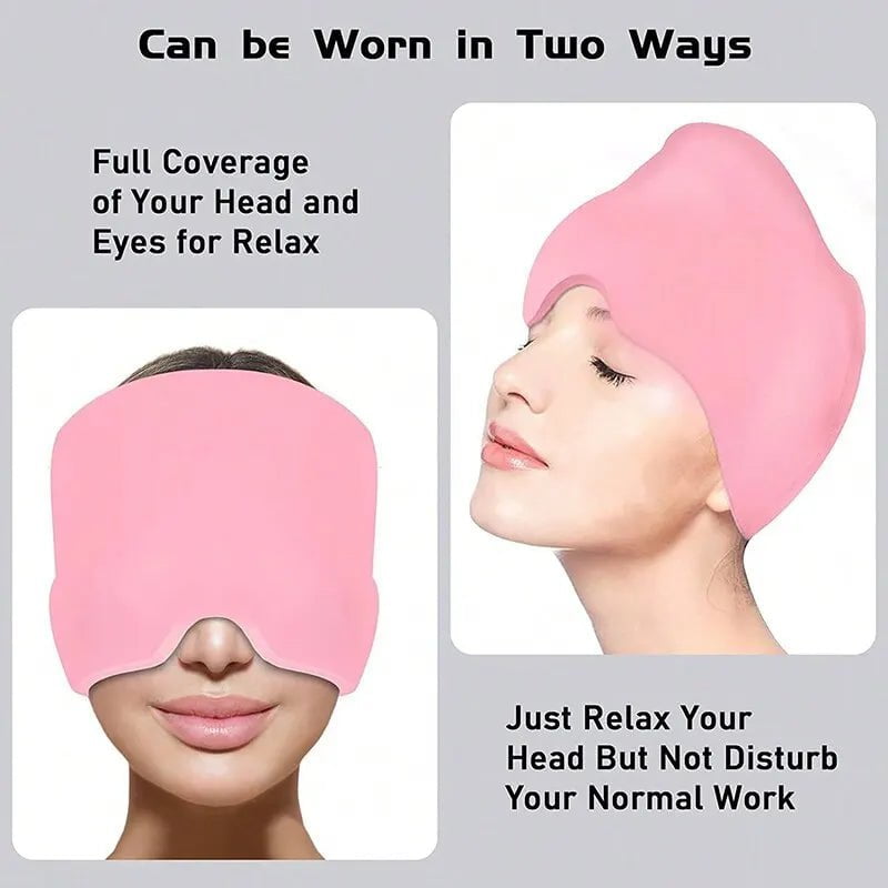 Gel Cold Hot Headache Ice Cap for Migraine Relief and Relaxation - Heat Treatment Head Wrap, Face Mask, Massage Sleep Tool