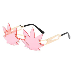 Generic Maple Leaf Sunglasses Unique Style Pink/Gold / Resin