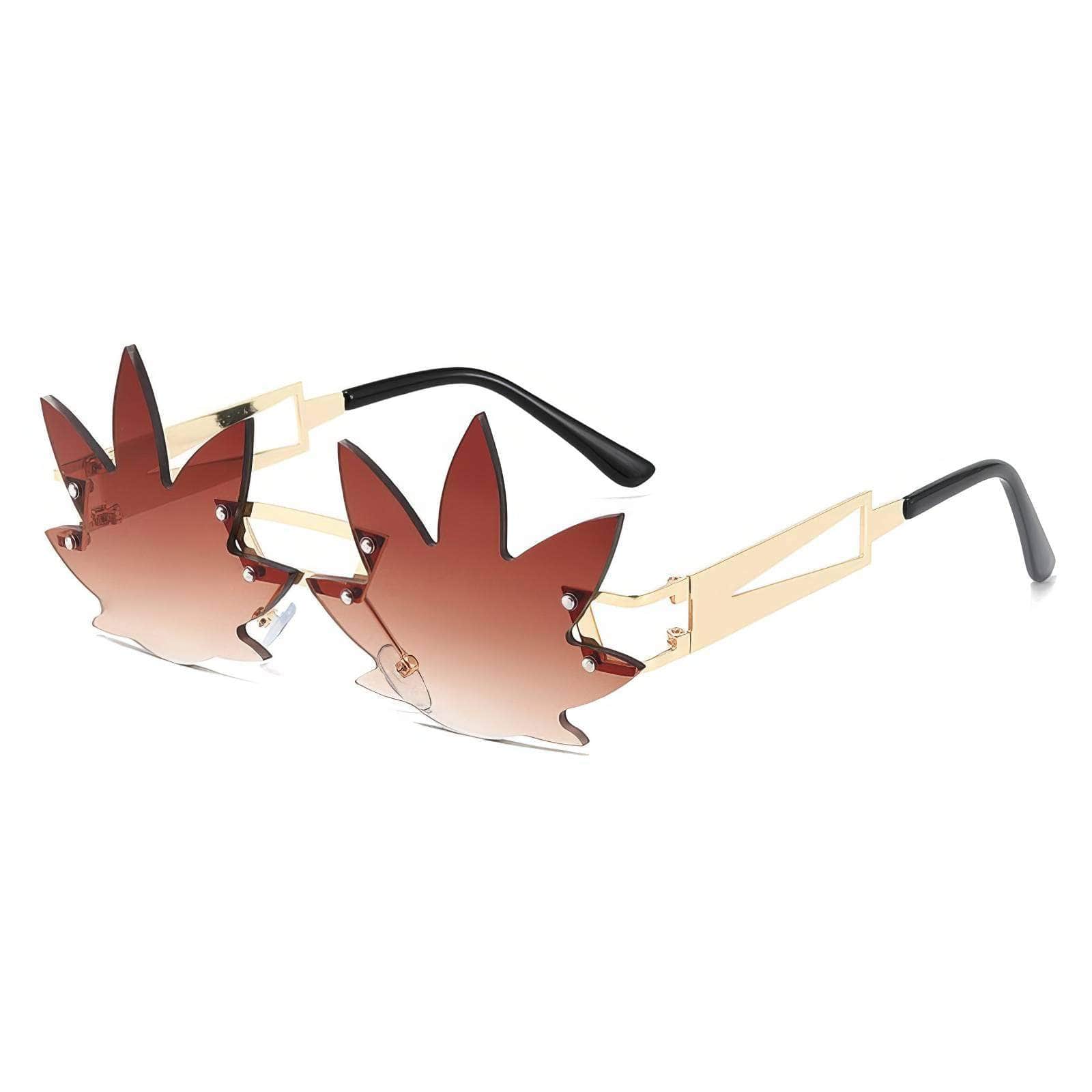 Generic Maple Leaf Sunglasses Unique Style Tea/Gold / Resin