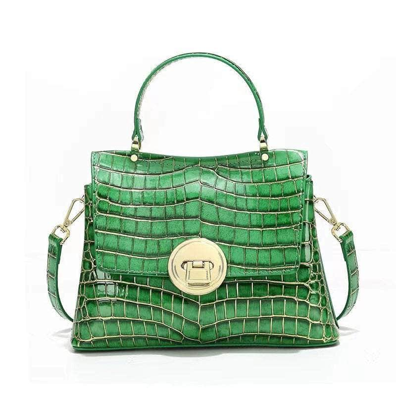 Genuine Exotic Croc Print Leather Purse Green