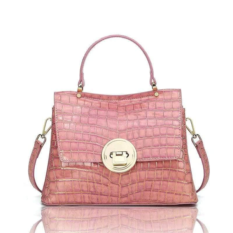 Genuine Exotic Croc Print Leather Purse Pink