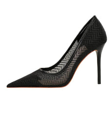 Geometric Designed Mesh Stiletto Heels