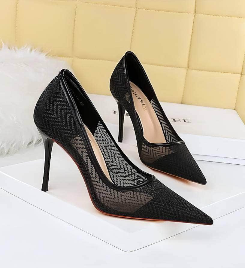 Geometric Designed Mesh Stiletto Heels