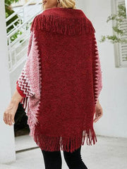 Geometric Fringe Open Front Cardigan