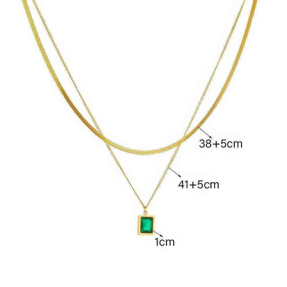 Geometric Heart Colorful Crystals Pendant Necklace - Luxury Zircon Chain Jewelry for Women and Girls