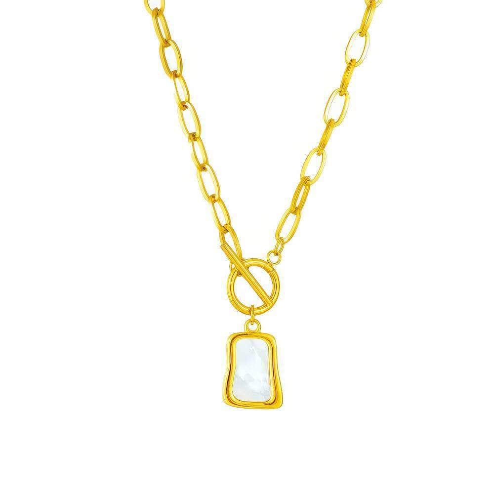 Geometric Trapezoidal Pearl Oyster Pendant Necklace - New OT Buckle Chains Jewelry for Women, perfect for Gifts N2006