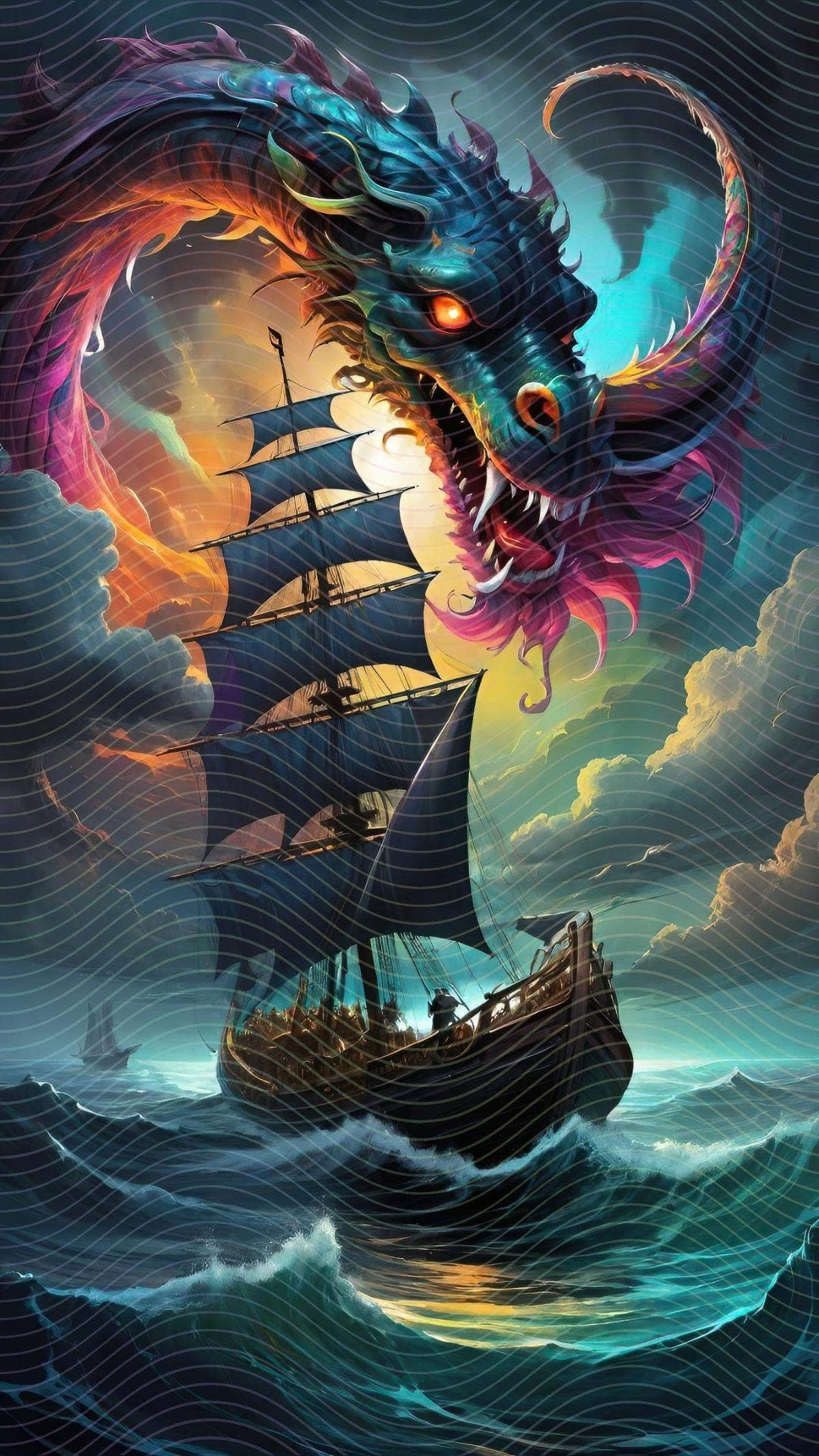 Giant Sea Serpent and Ship