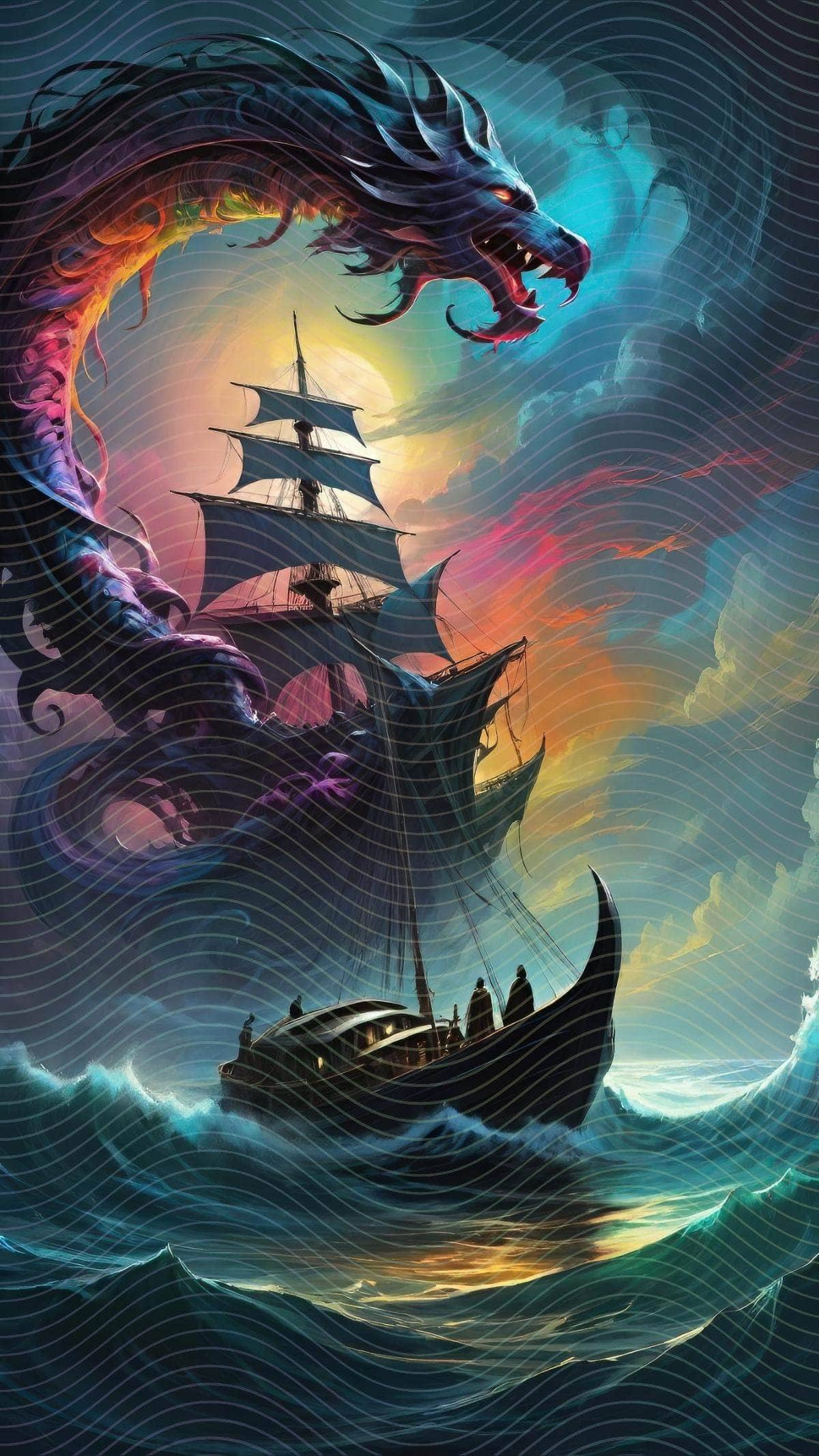 Giant Sea Serpent and Ship