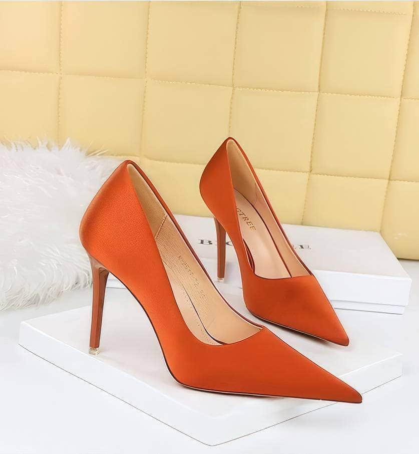 Glammed Satin Court Stiletto Pumps