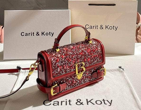 Glamorous Red Sequin Crossbody Handbag