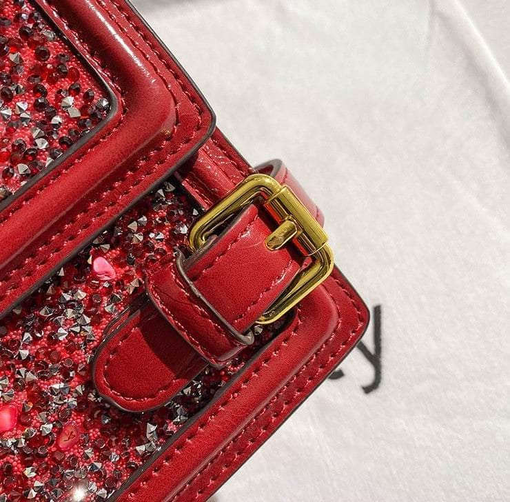 Glamorous Red Sequin Crossbody Handbag