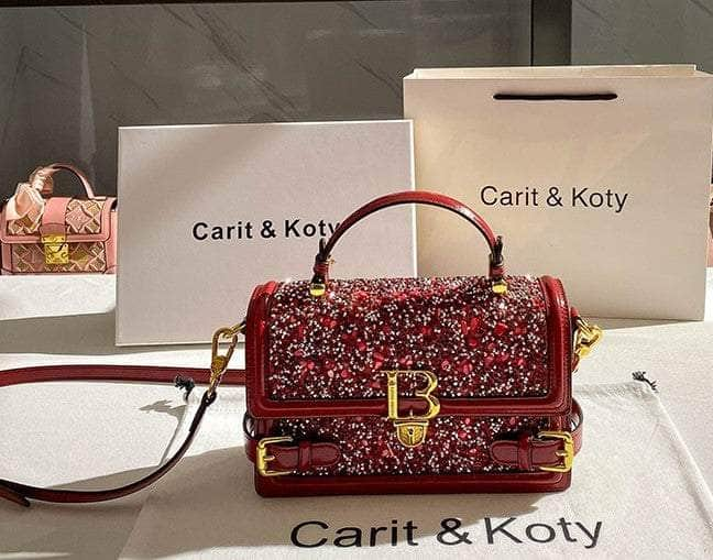 Glamorous Red Sequin Crossbody Handbag