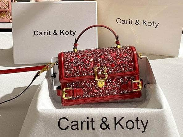 Glamorous Red Sequin Crossbody Handbag