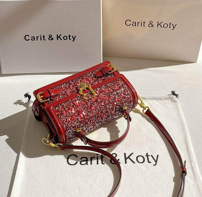 Glamorous Red Sequin Crossbody Handbag