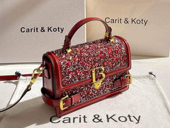 Glamorous Red Sequin Crossbody Handbag