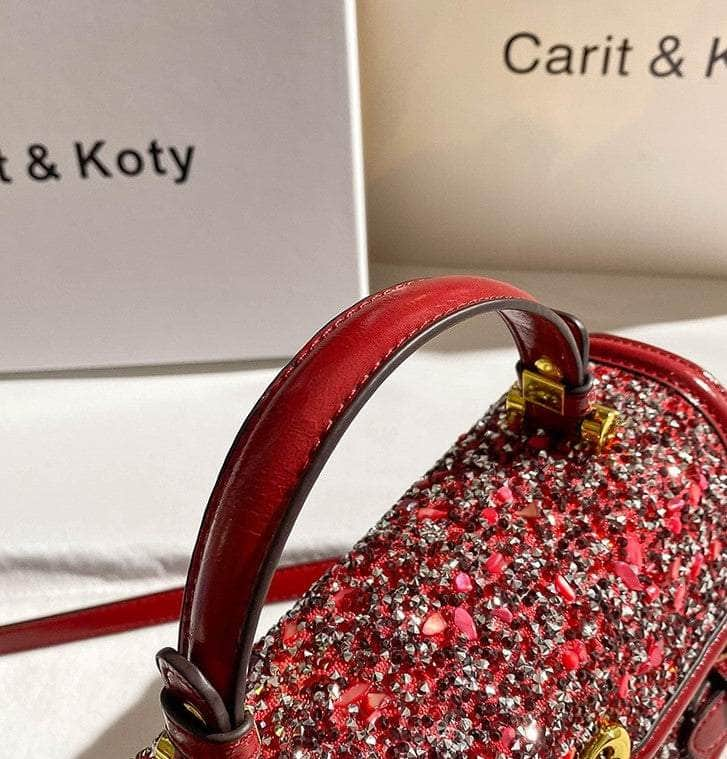 Glamorous Red Sequin Crossbody Handbag