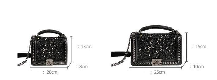 Glamorous Rhinestone-Accented Quilted Leather Crossbody Bag