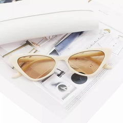 Glamour Oval Sunglasses White/Brown / Resin