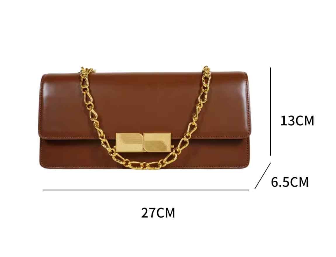 Gleaming Metal Buckle Accented Chain Shoulder Bag