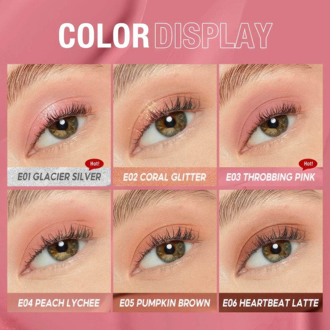 Glitter Liquid Eyeshadow Highlighter - 6 Colors, Long-lasting, Lightweight Silkworm Matte Eye Shadow Makeup