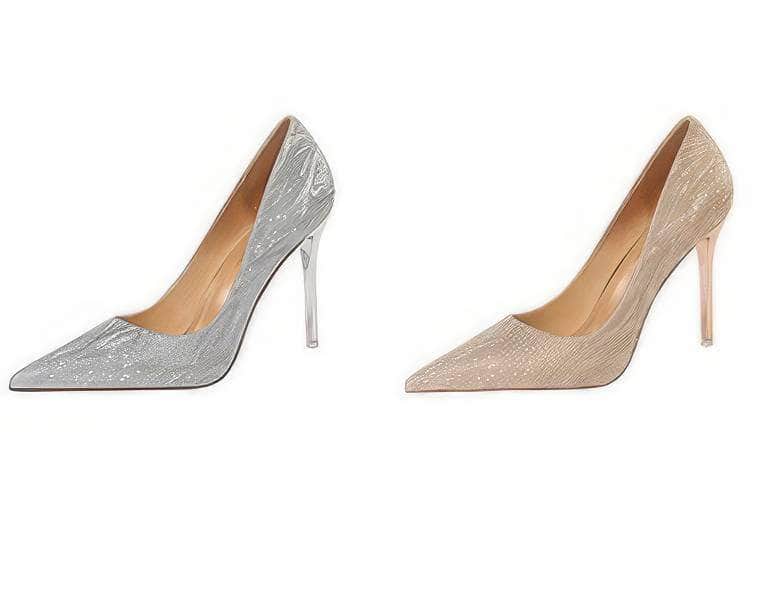 Glitter Shimmery Pointed Toes Pumps
