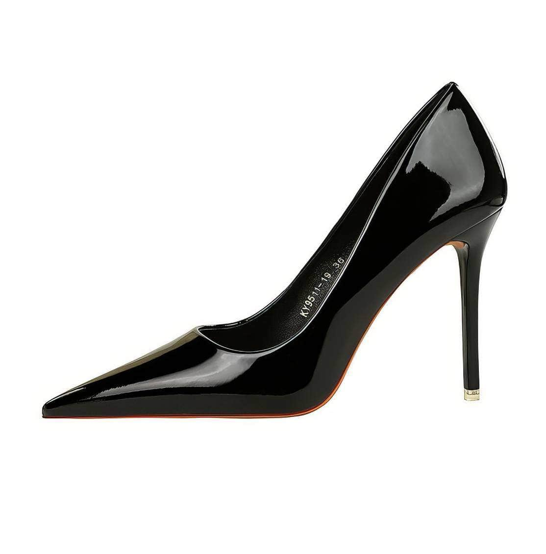 Glossy Finish Pointy Toe Court Heels