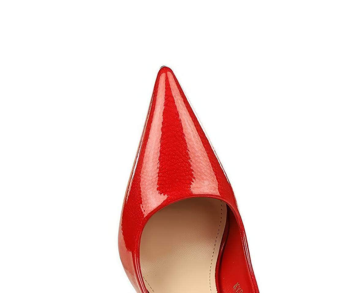 Glossy Finish Pointy Toe Court Heels