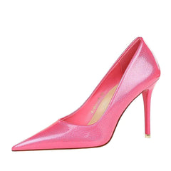 Glossy Finish Pointy Toe Court Heels EU 33 / DeepPink / 7.5CM