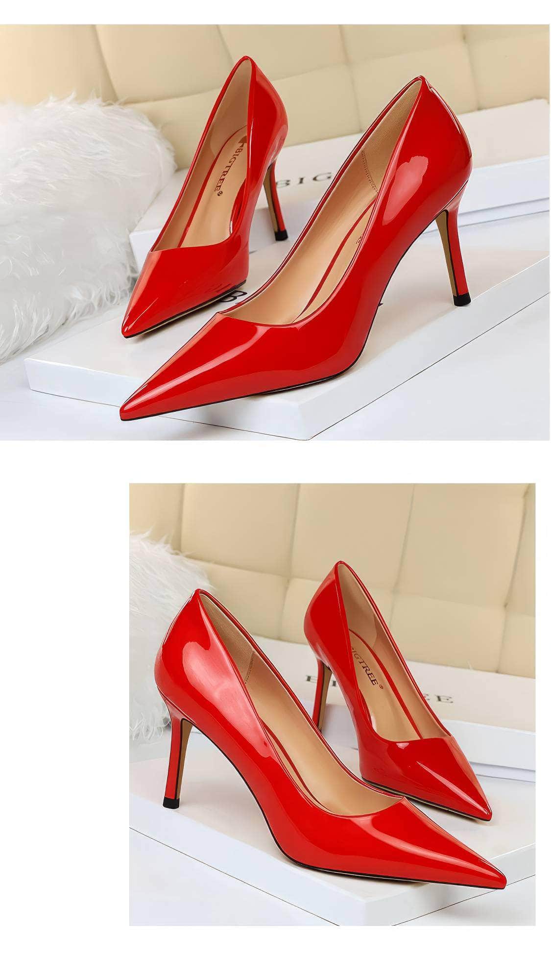 Glossy Finish Pointy Toe Pumps