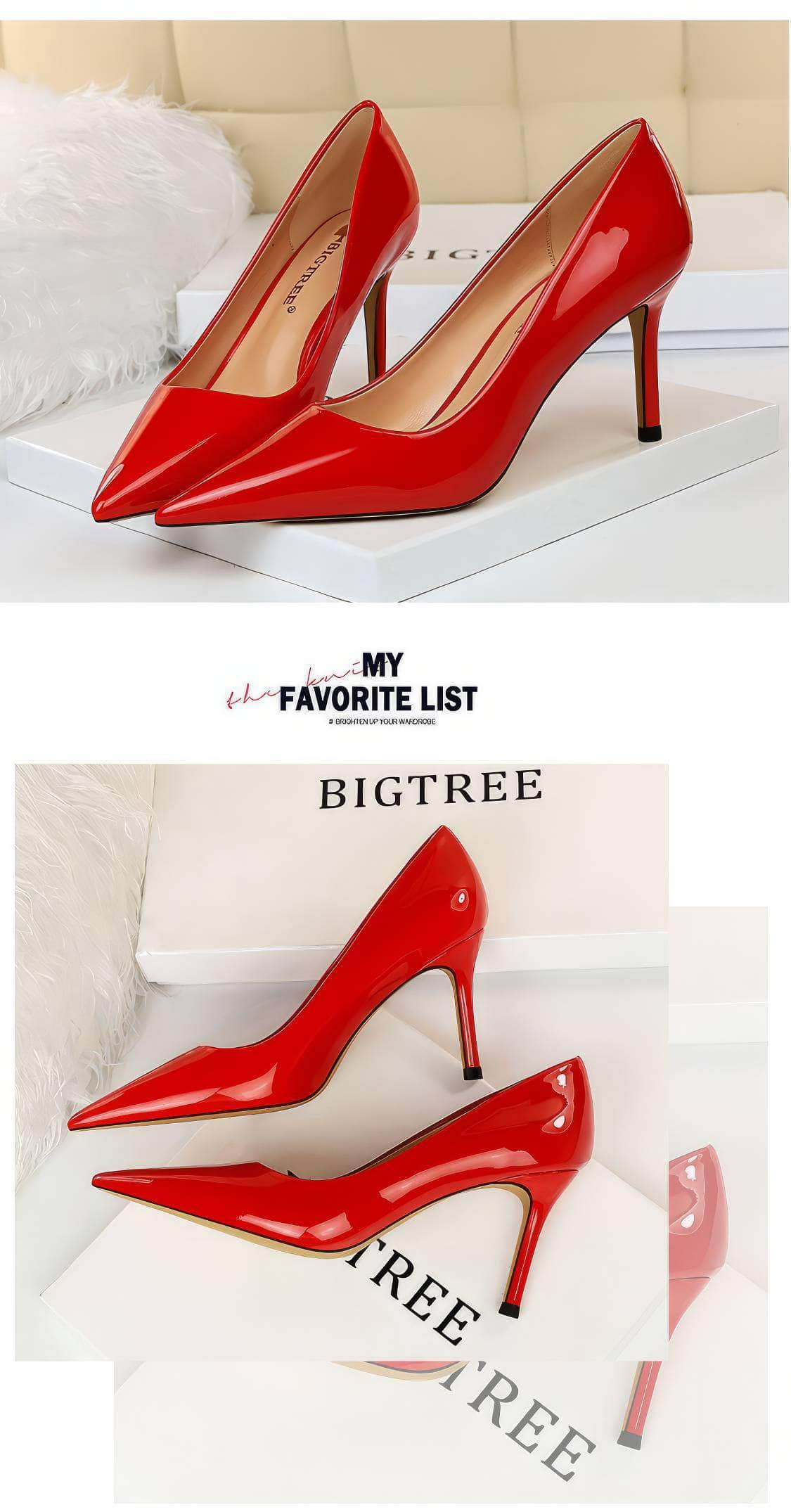 Glossy Finish Pointy Toe Pumps