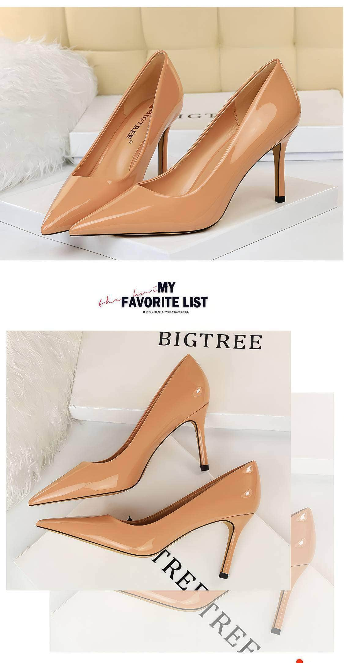 Glossy Finish Pointy Toe Pumps