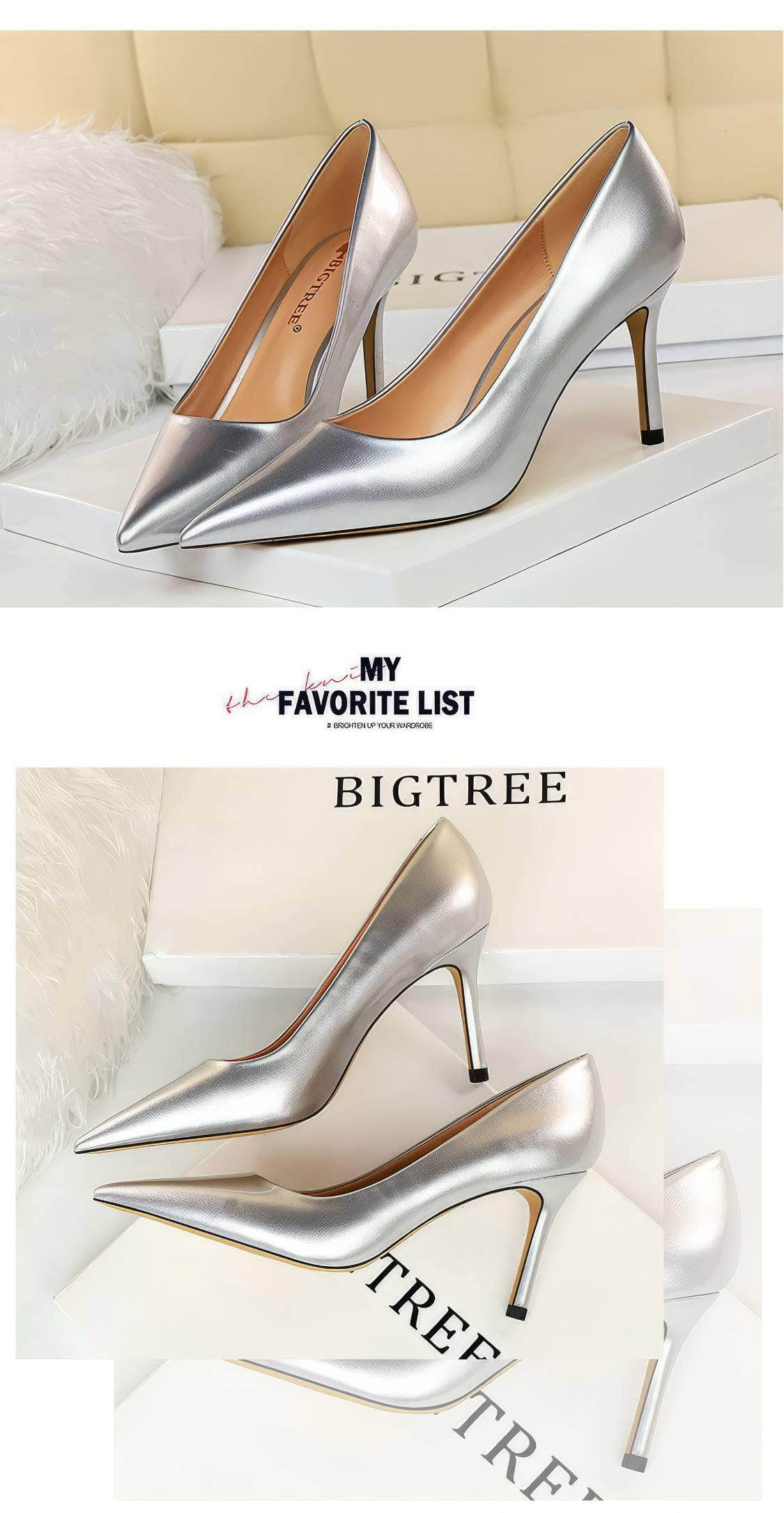 Glossy Finish Pointy Toe Pumps