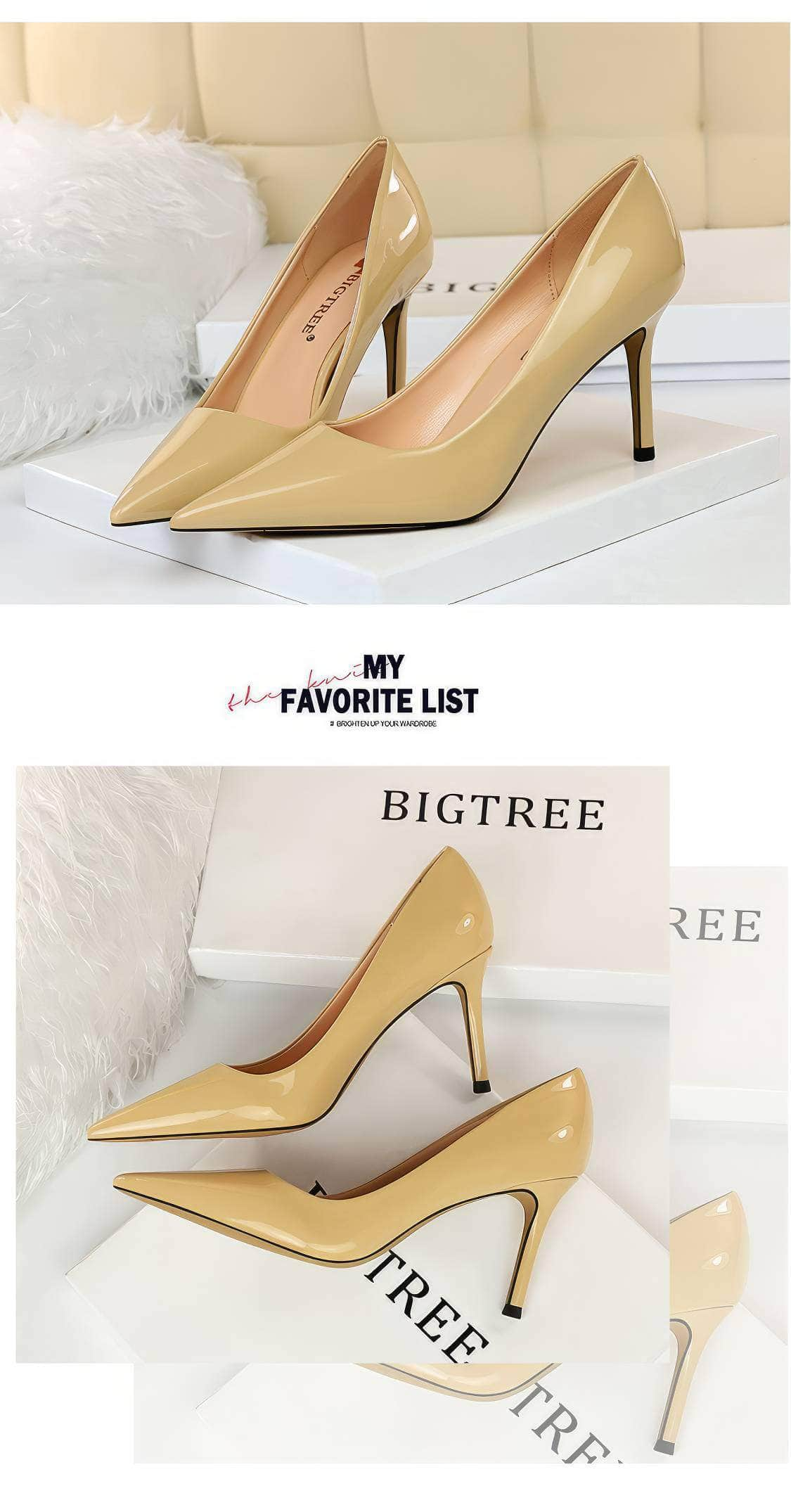 Glossy Finish Pointy Toe Pumps