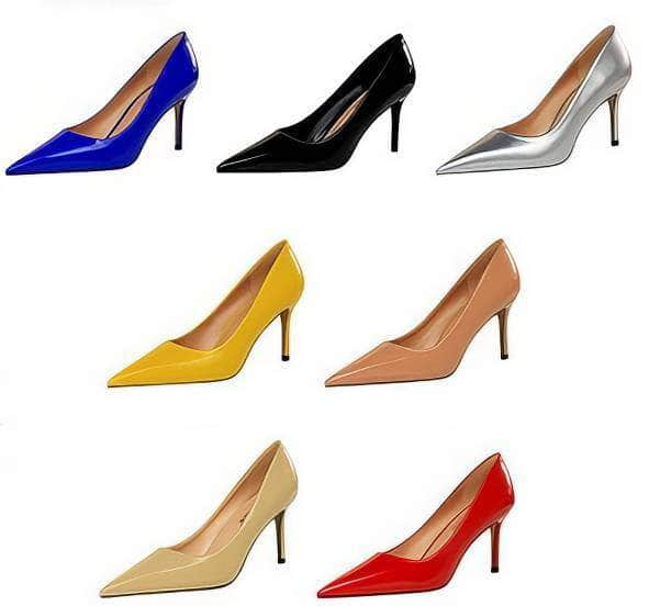 Glossy Finish Pointy Toe Pumps