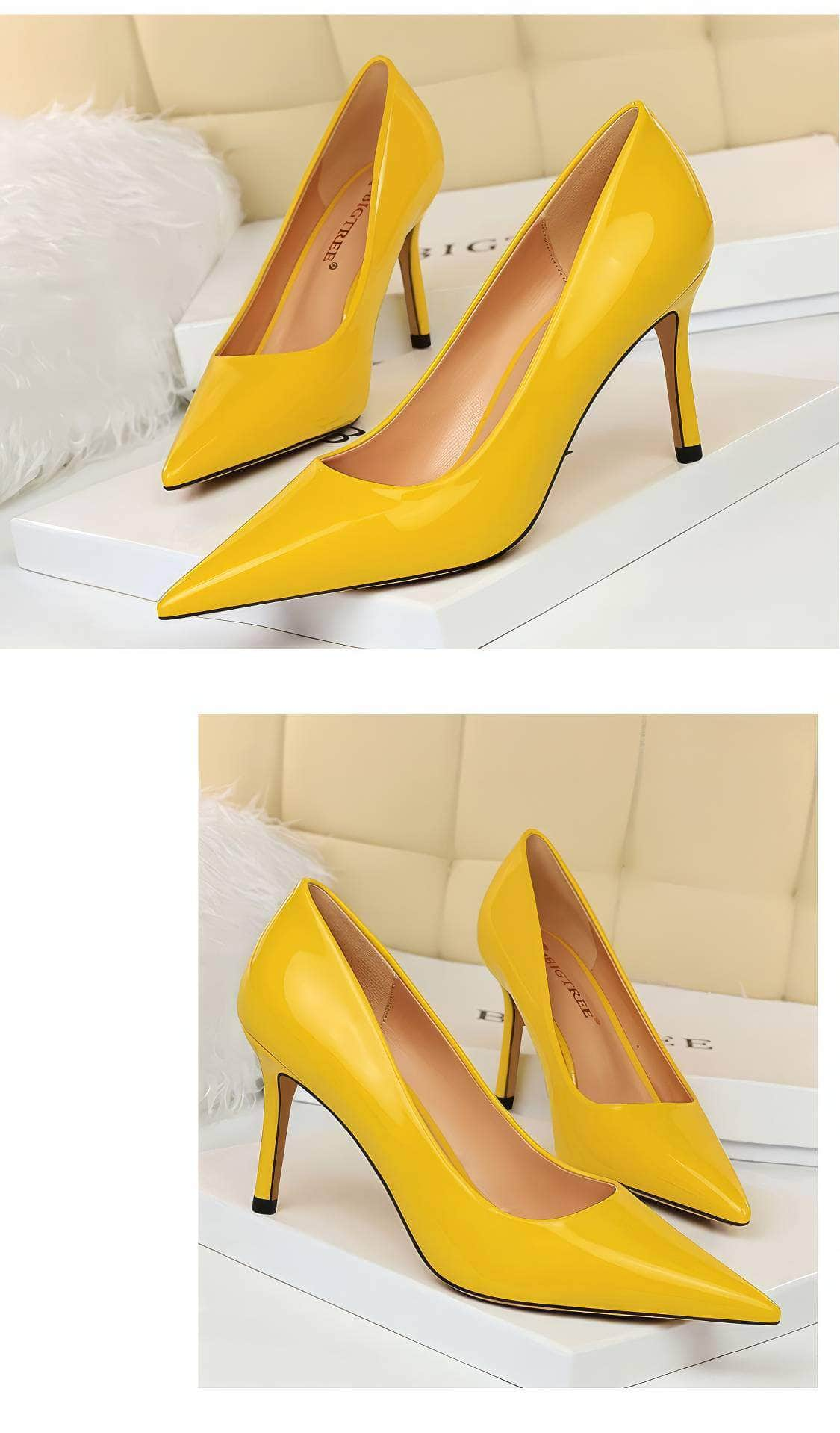 Glossy Finish Pointy Toe Pumps