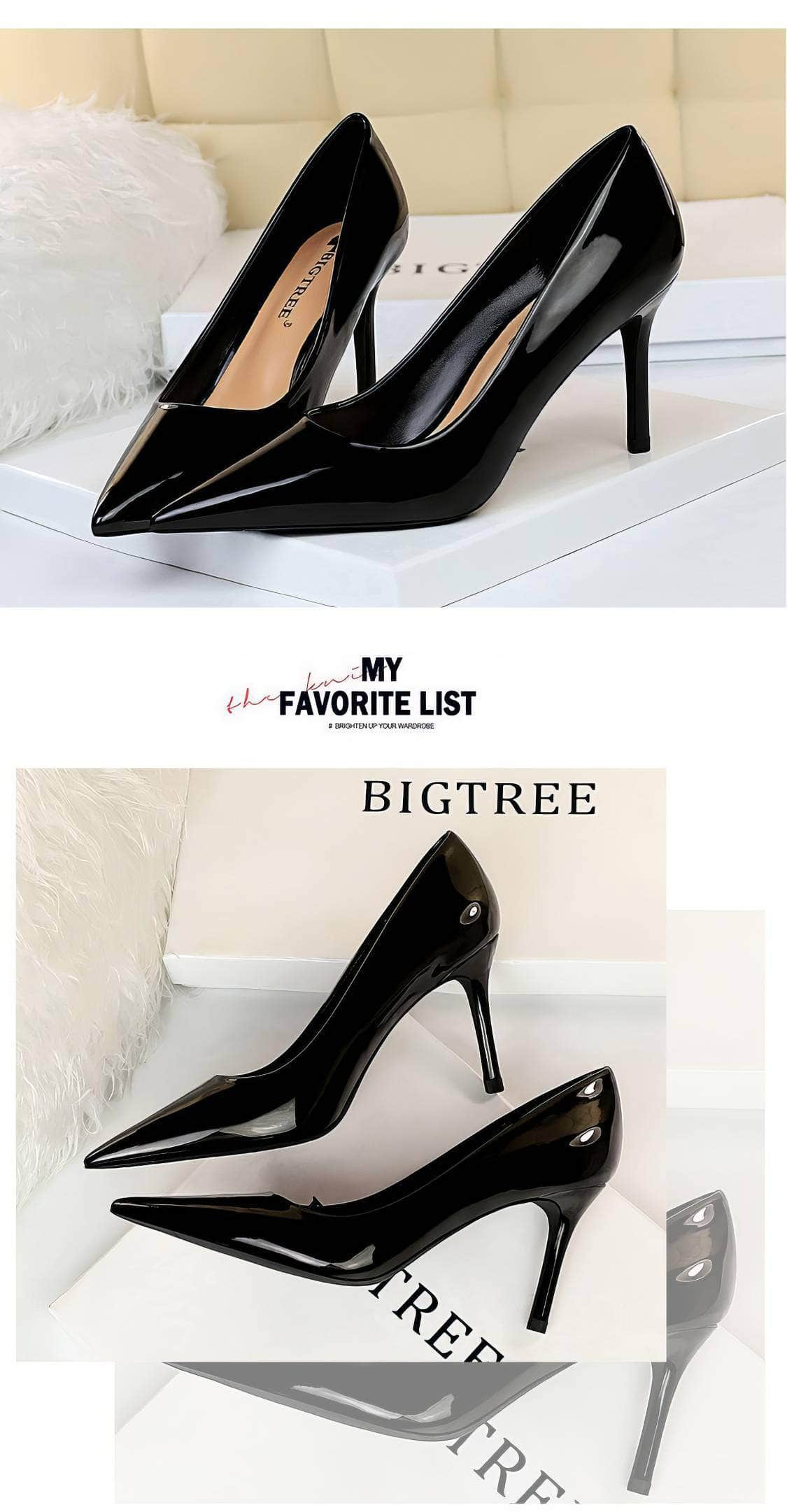 Glossy Finish Pointy Toe Pumps