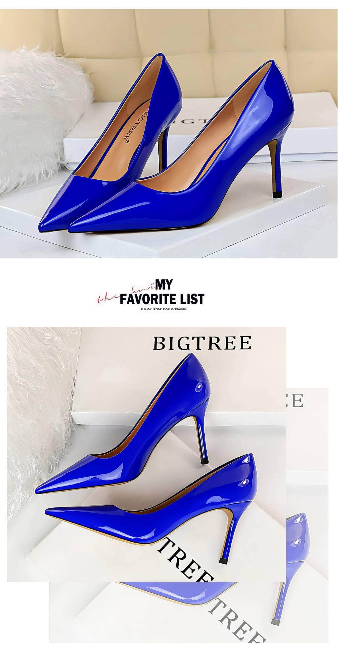 Glossy Finish Pointy Toe Pumps