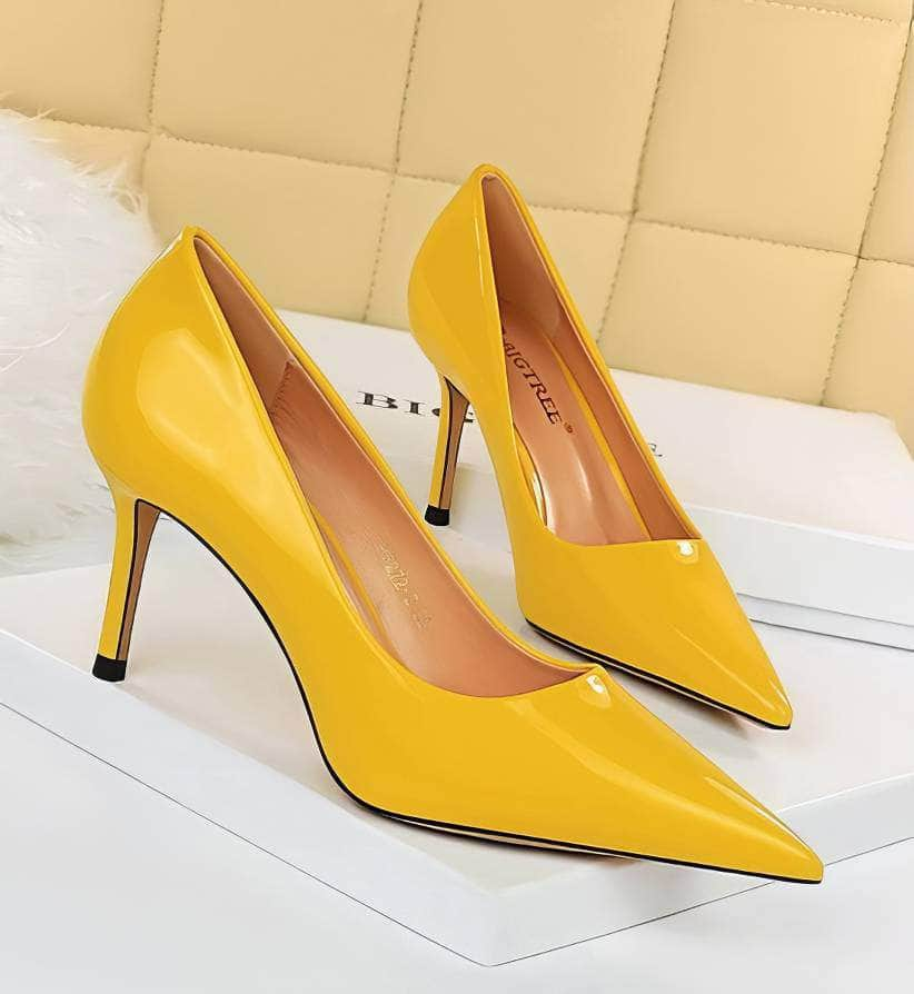 Glossy Finish Stiletto Court Pumps