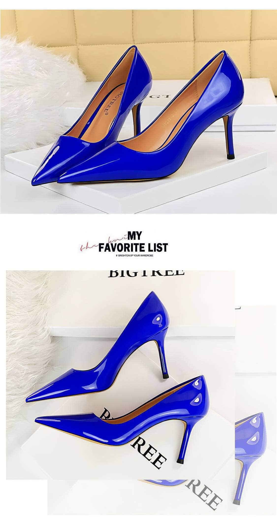 Glossy Finish Stiletto Court Pumps