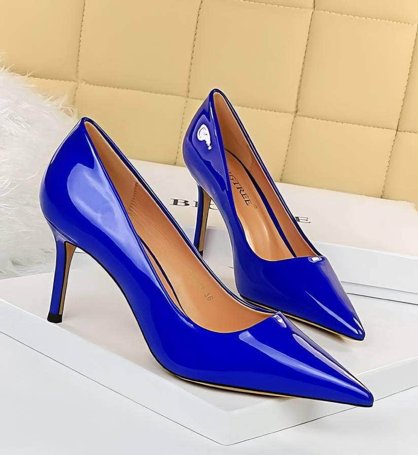 Glossy Finish Stiletto Court Pumps