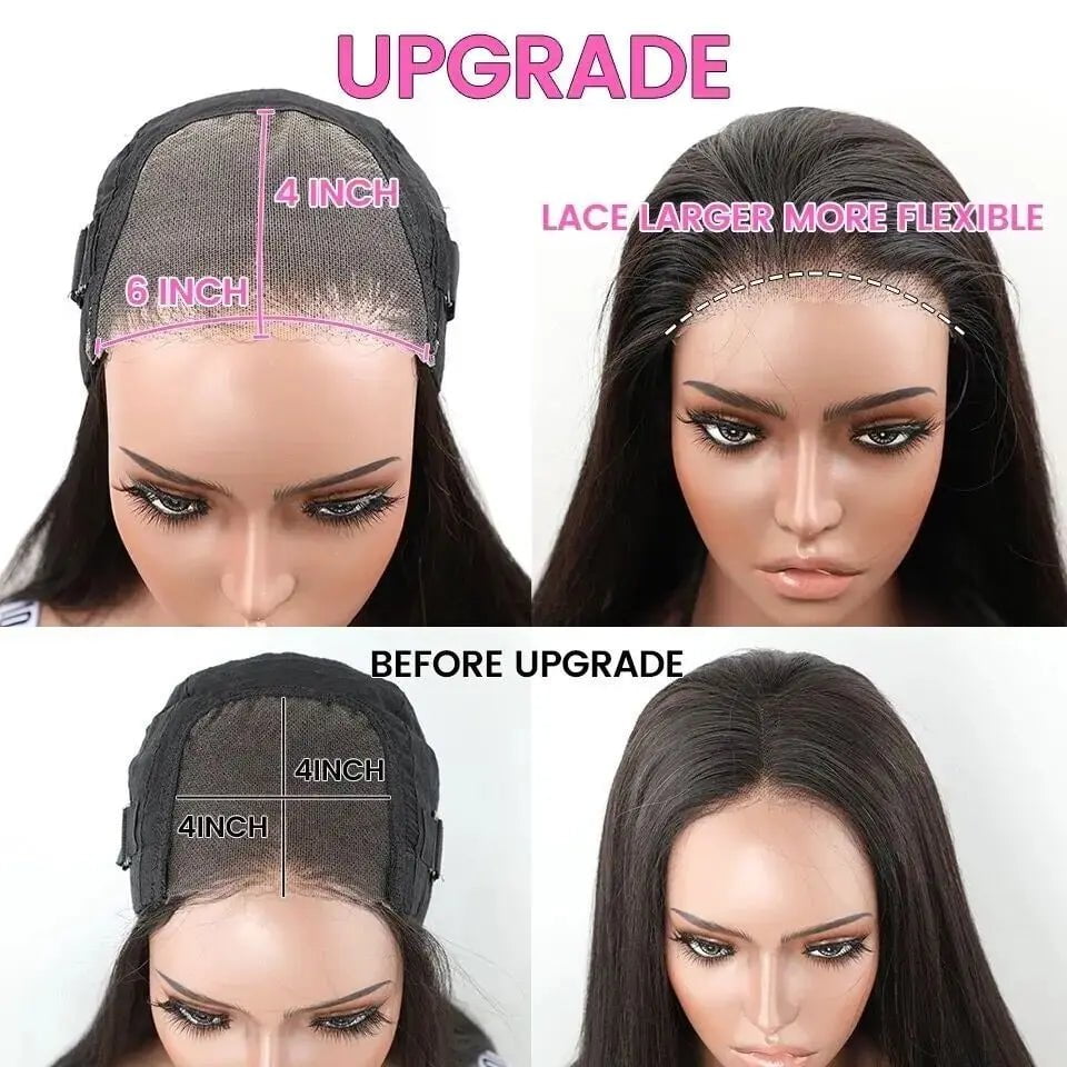 Glueless HD Lace Closure Wig - 6x4, Wear And Go, Pre-Cut, Pre-Plucked Lace Front Wigs, Transparent Body Wave Human Hair Wigs