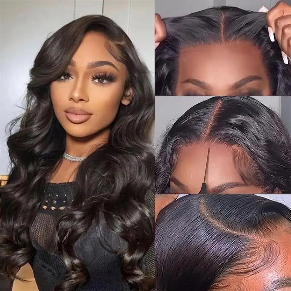 Glueless HD Lace Closure Wig - 6x4, Wear And Go, Pre-Cut, Pre-Plucked Lace Front Wigs, Transparent Body Wave Human Hair Wigs