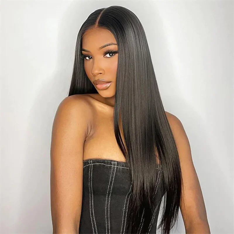 Glueless HD Straight Lace Front Wig - Human Hair, Transparent 6x4 Lace Closure, Pre-Cut, Pre-Plucked, Wear And Go Wig